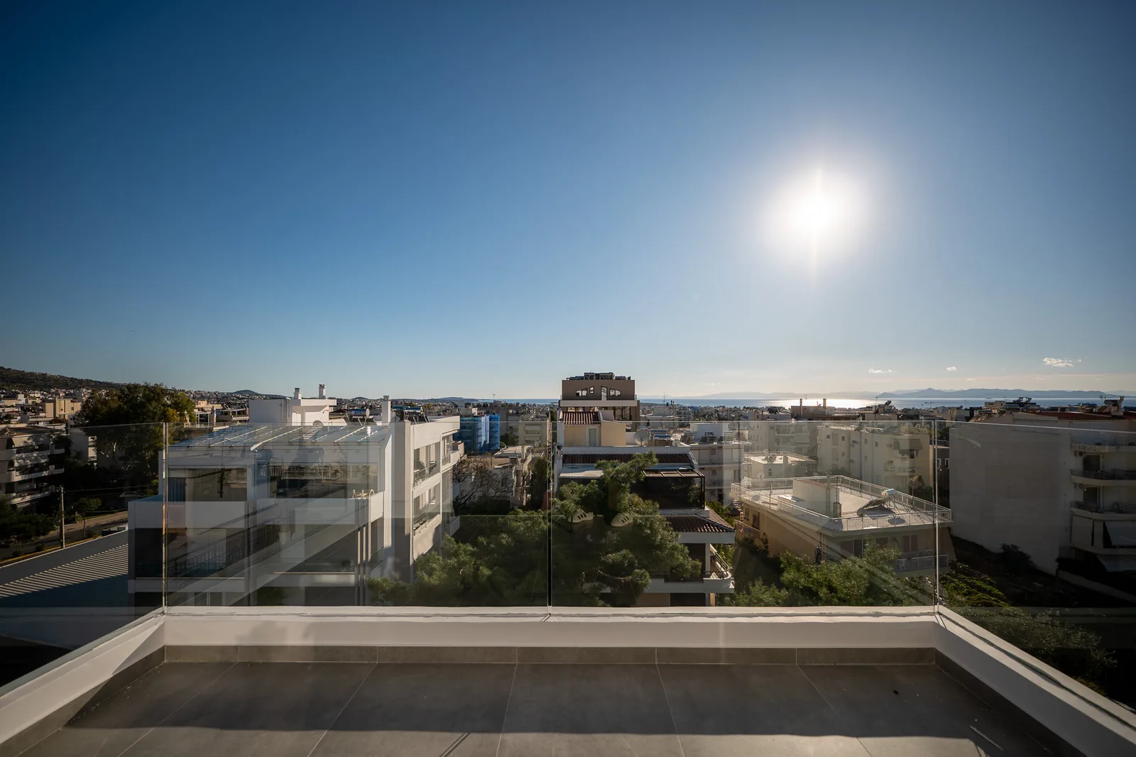 Kitsos Constructions residence, the rooftop terrace over the southern suburbs