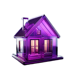 Firefly Generate a 3d glass very minimalistic property in purple with transparent backround 79587